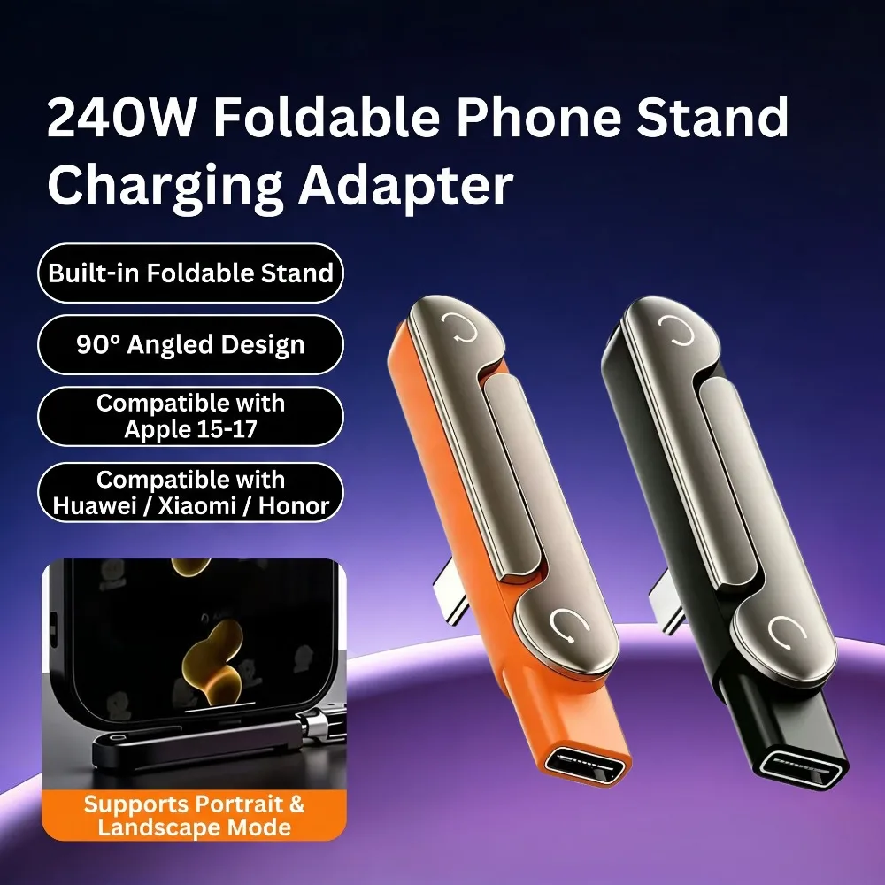 240W USB-C Rotating Adapter, 360° Adjustable PD3.1 Charging Connector for MacBook, iPhone 15-17, Steam Deck & Type-C Devices
