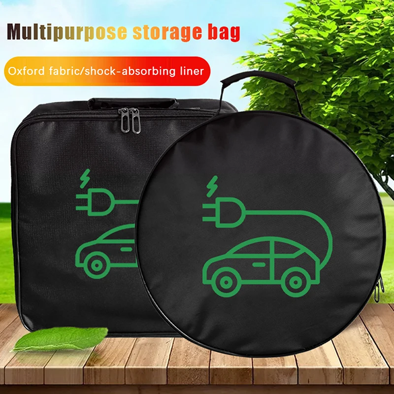 Electric Vehicle Charging Cable Bag Car Charger Cable Storage Bag Auto Trunk Organizer Waterproof Charger Cable Handled Bag