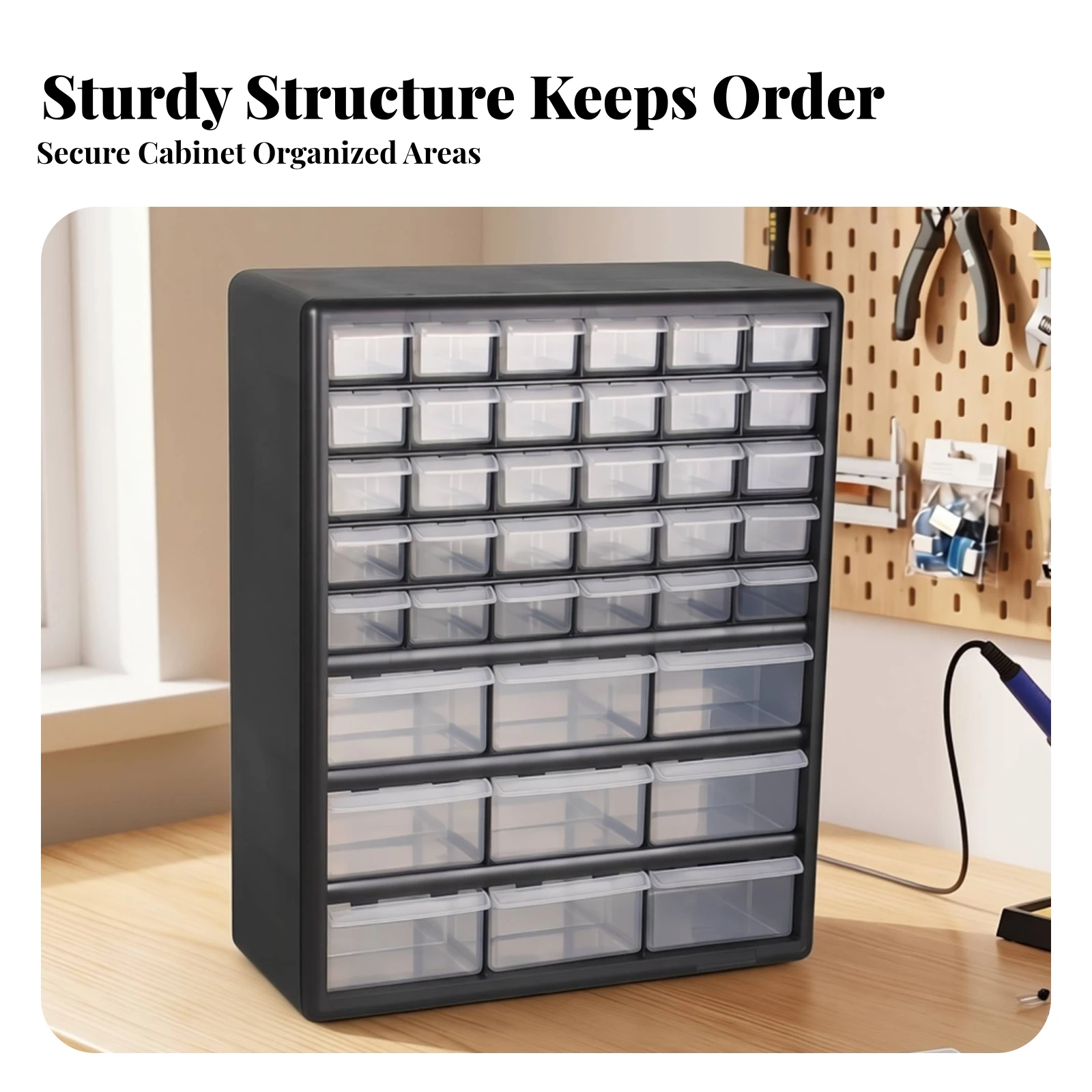 Multi Size Plastic Drawer Cabinet with Clear Drawers Small Parts Desktop Organizer for Workshop Home Office