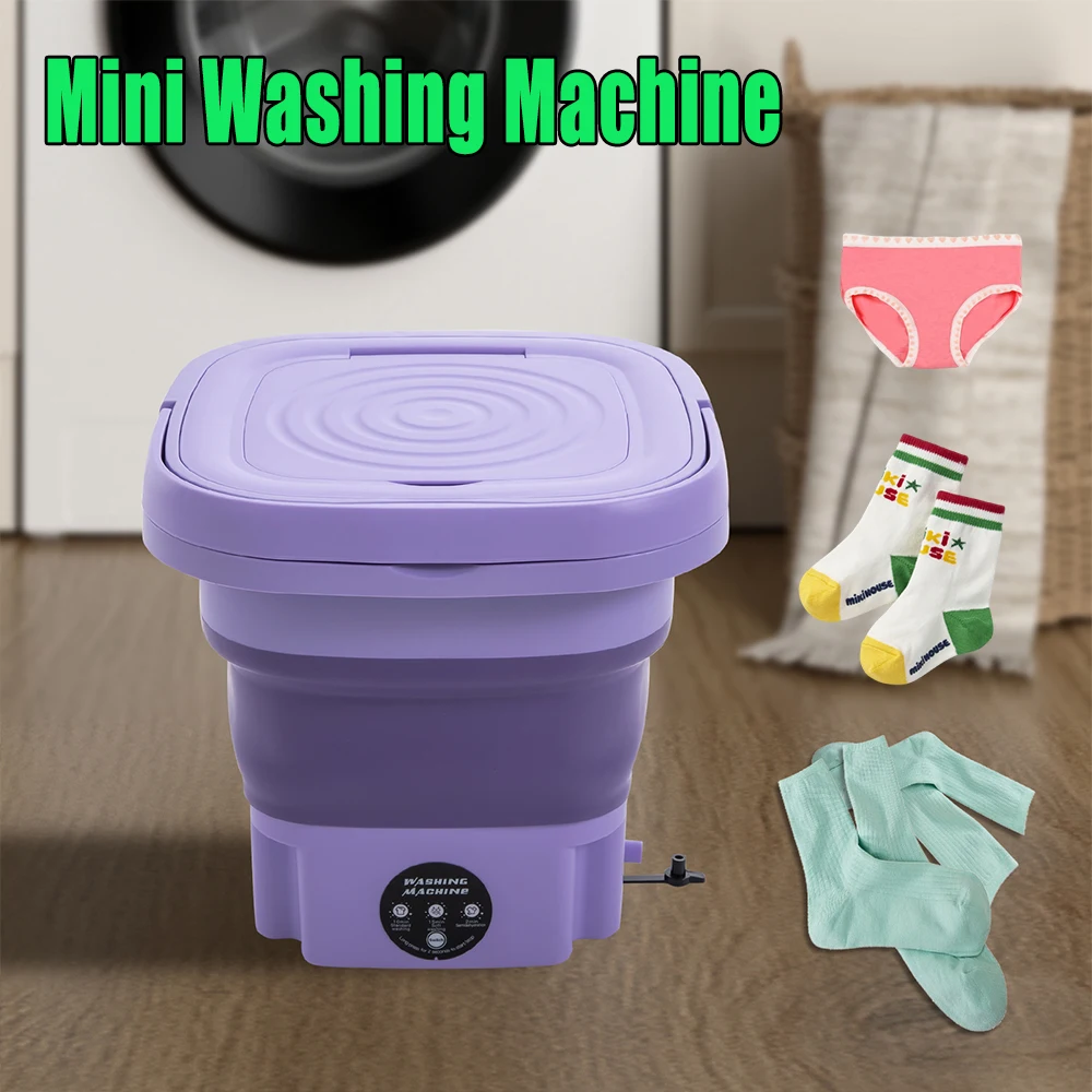 

Mini Portable Washing Machine Foldable For Travel Dormitory Washer Bucket Underwear Socks Lightweight Small Laundry Machine Gift