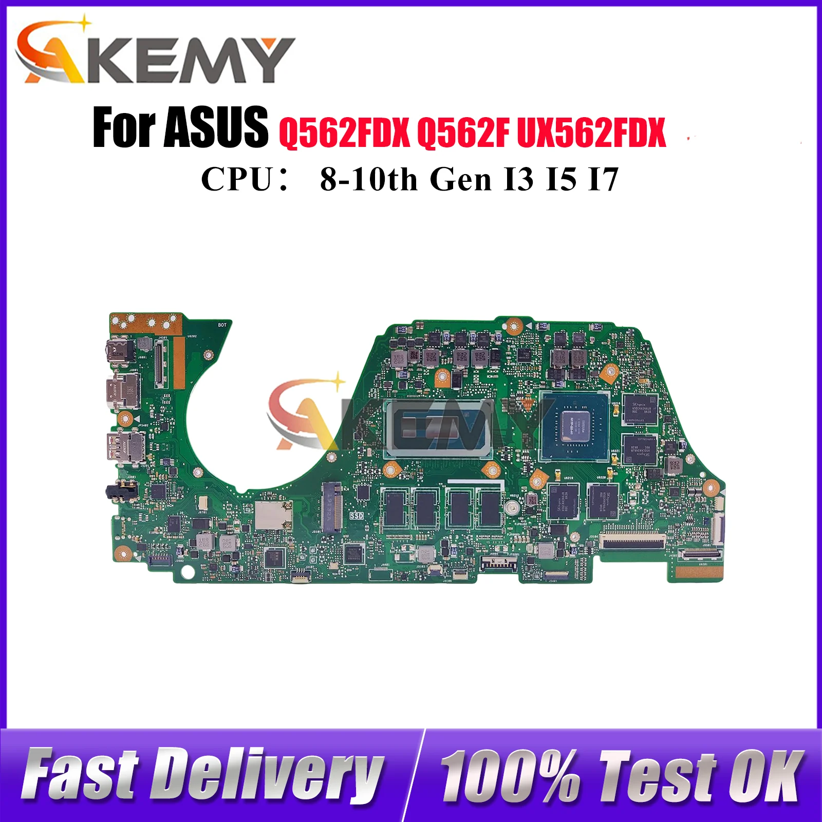 

UX562FDX Laptop Motherboard For ASUS ZenBook UX56IQ Q562FDX Q562F UX562 Notebook Mainboard With I3 I5 I7 CPU 100% tests OK stk