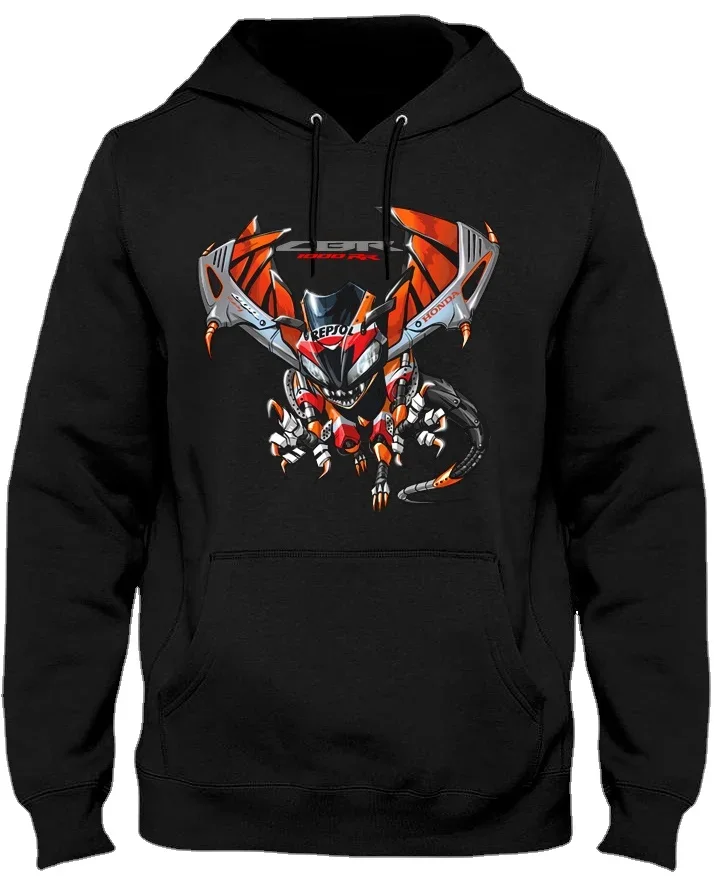 Classic Japanese Motorcycle CBR 1000RR Dragon Inspiration Pullover Hoodie 100% Cotton Casual Mens Sweatshirts Fashion Streetwear