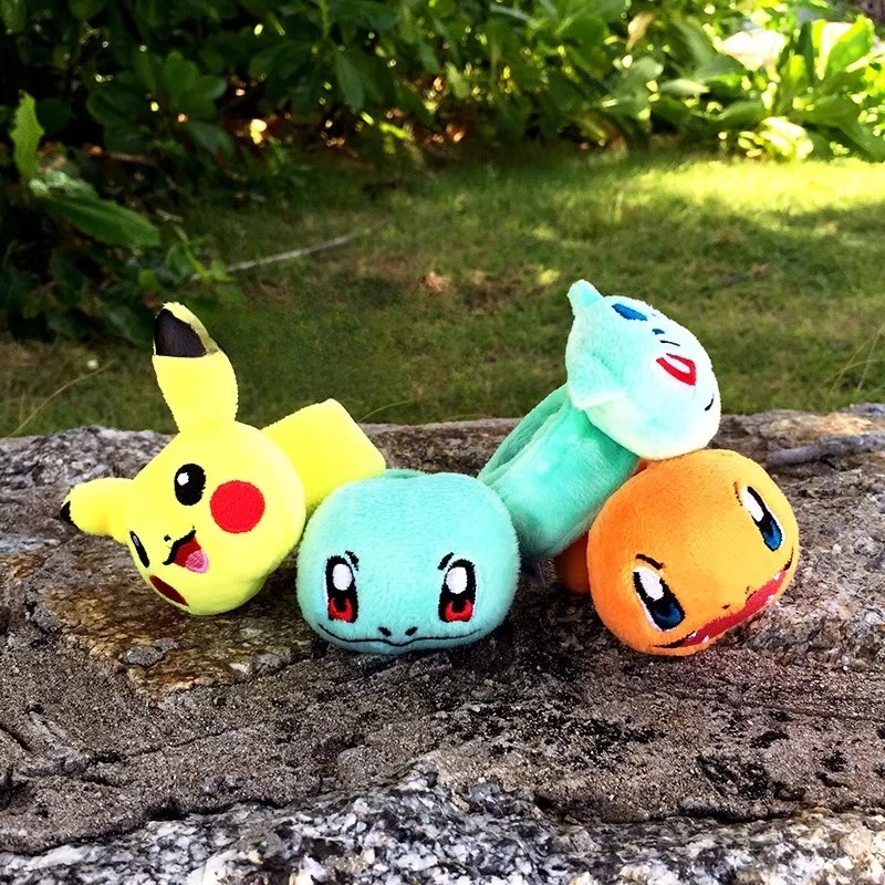 4styles Pokemon Plush Bracelet Cute Pikachu Charmander Anime Figure Kawaii Stuffed Toys Party Wristband Birthday Gift