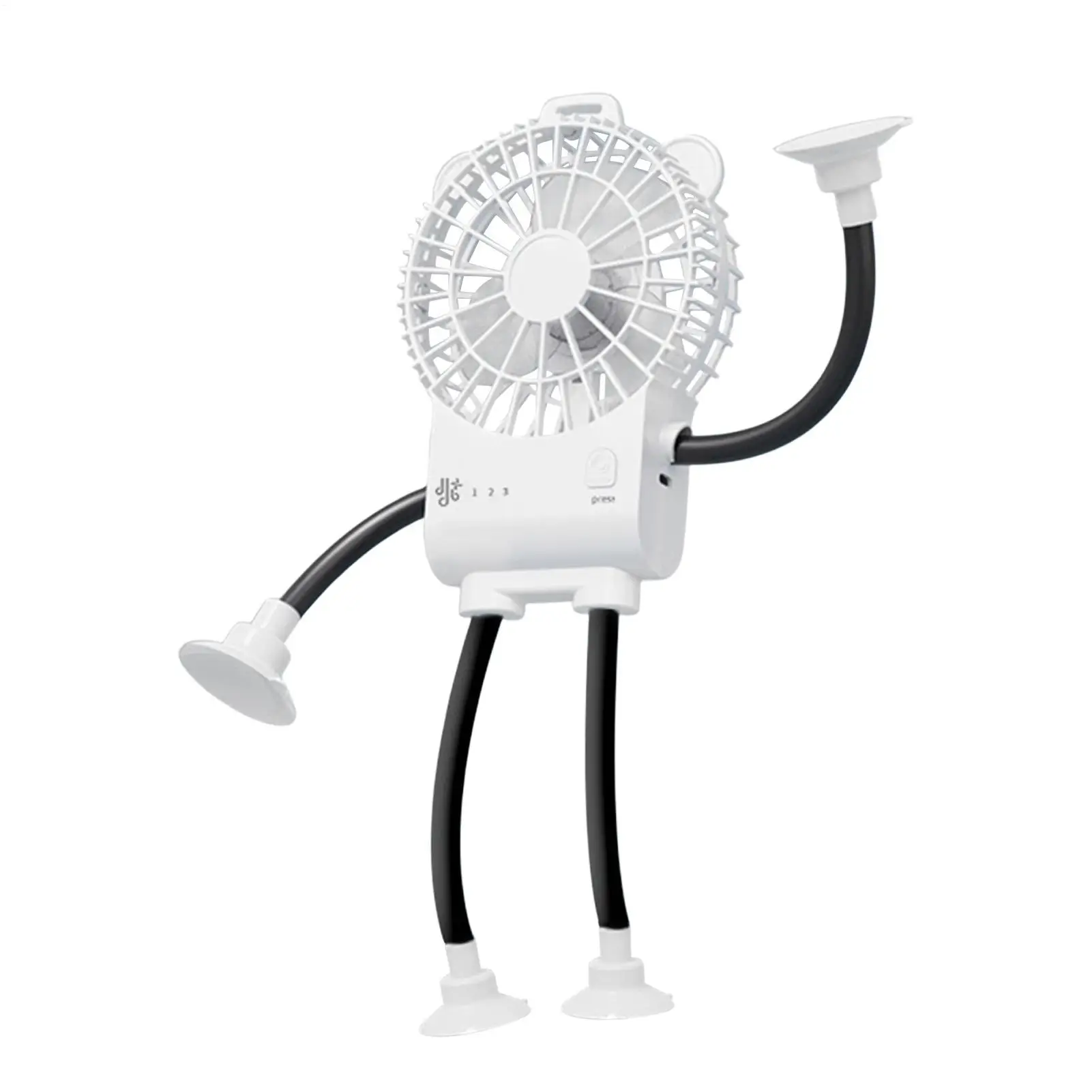 

Desktop Fan 3-Speed Robot Shape Suction Cup Tabletop Blower Portable Fan For Office Travel Bedroom Camping Work Bedside