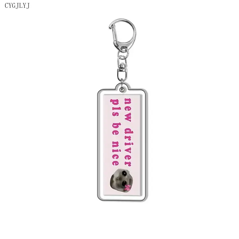 Fun Meme Im Just A Girl Sad Hamster Keychain Game Acrylic Key Chain Bag Backpack Charm Car Keyring For Boys Girls Birthday Gift