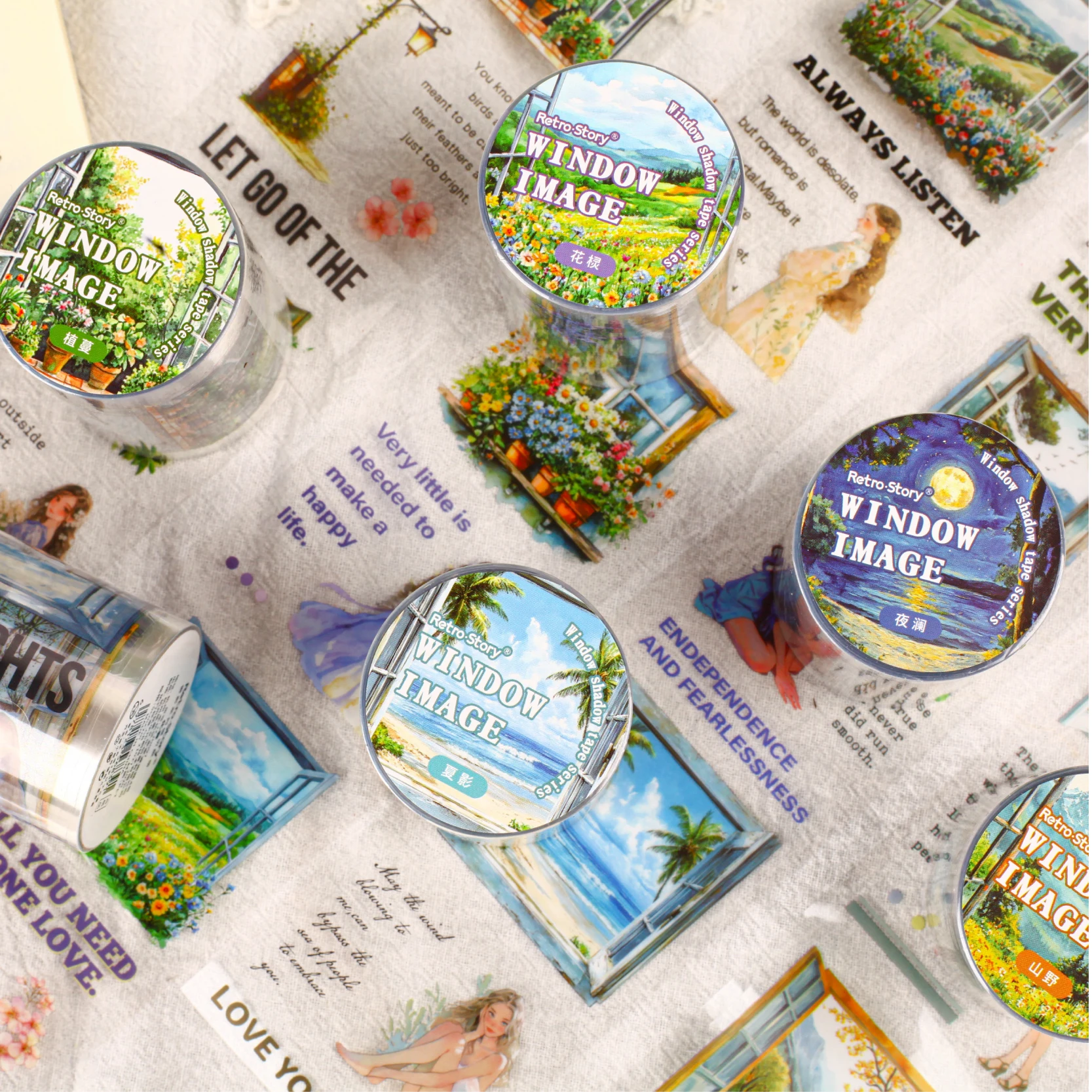 

12PCS/LOT Window Shadow series cute lovely retro decorative adhesive PET tape