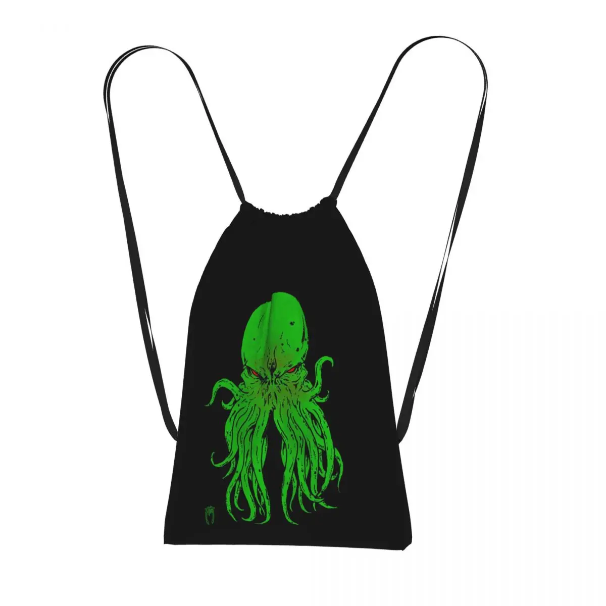 Cthulhu Octopus Sea Monster Vintage Drawstring Backpack hiking cycling Bag Lightweight Storage Drawstring Bag for Men Women