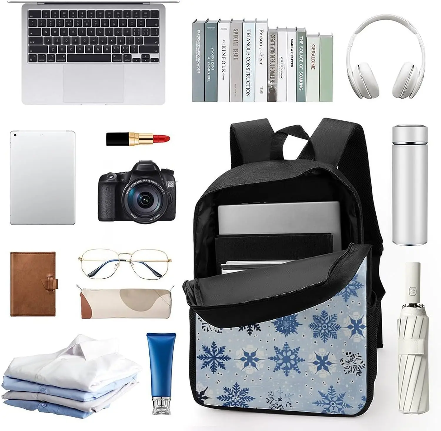 Blue And Light Blue Bookbag - Ultra Lightweight Portable Backpack Work Travel Backpack For Men Women Fits 16 Inch Notebook