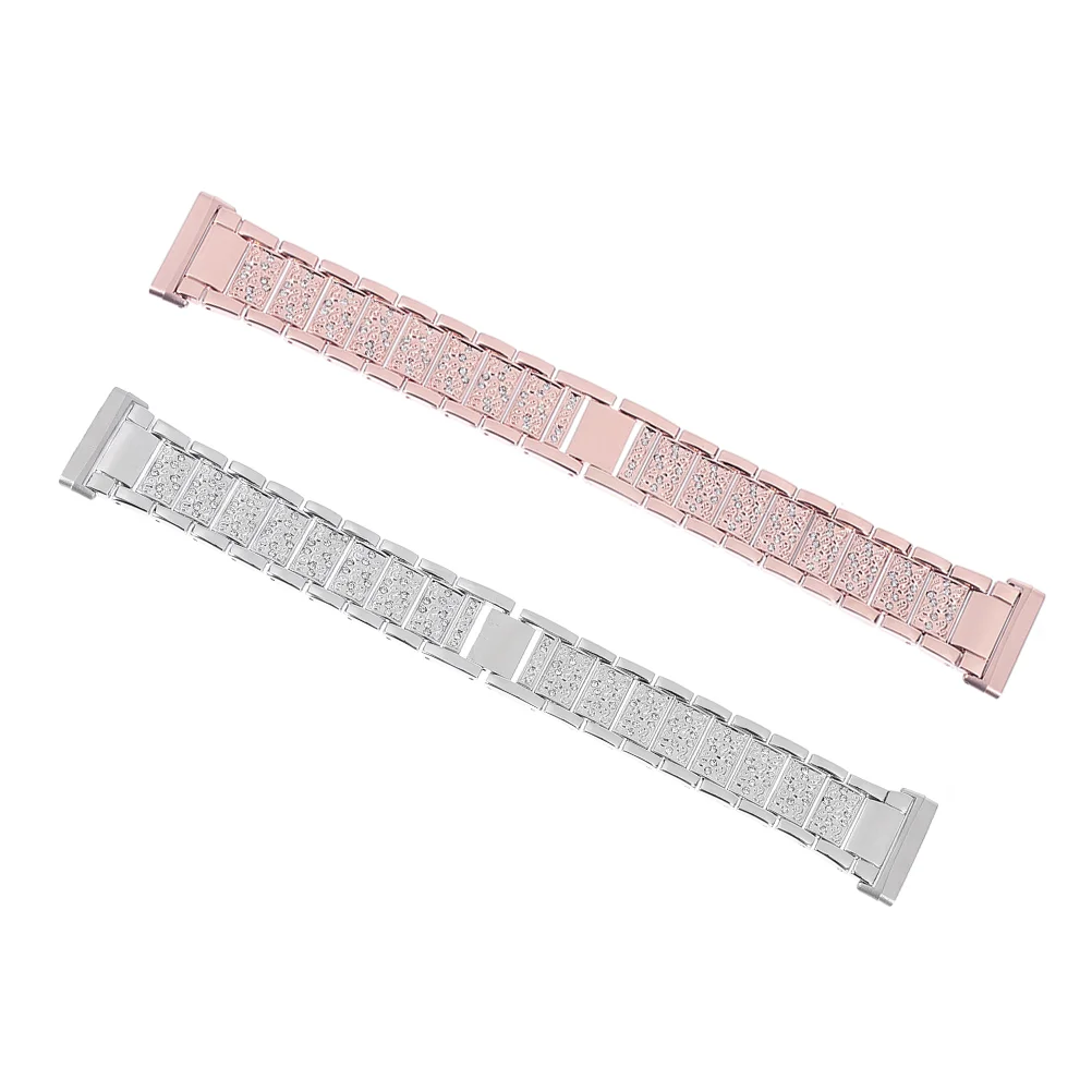 2 Pcs Accessories Steel Belt Miss Diamond Watch Strap Zinc Alloy Wristlet for Women Band