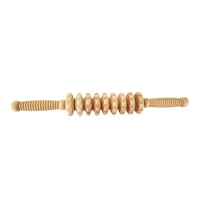 9 Rollers Wooden Massager Handheld Roller Stick Trigger Point Manual Massage Tools for Anti-cellulite, Body Muscle Pain Relief