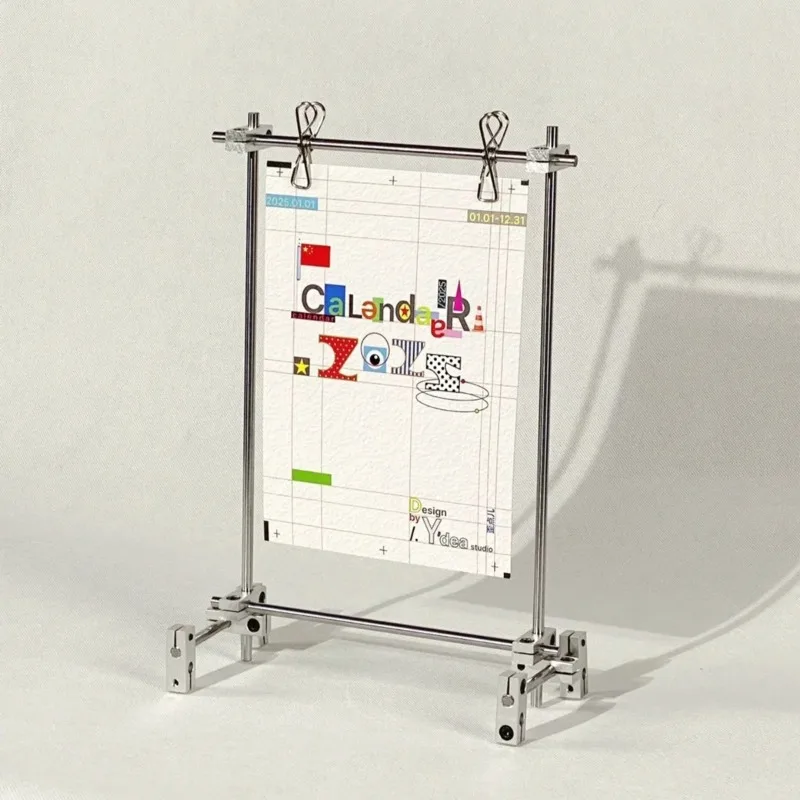 Stainless Steel Optical Axis Display Rack Creative Desktop Calendar Photo Menu Hanging Clip-on Multifunctional Display Rack