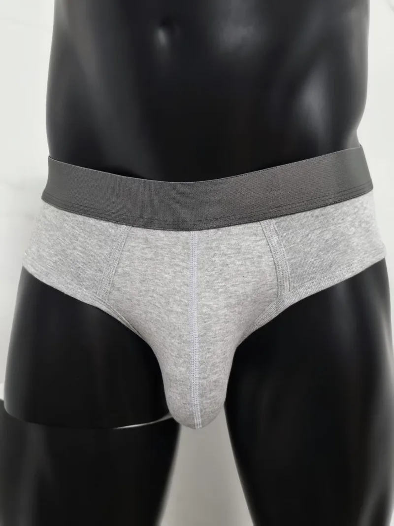 Men Bulge Pouch Briefs Sexy Combed Cotton Low Rise Underwear Breathable Solid Color Panties Wide Waistband Soft Comfy Underpants