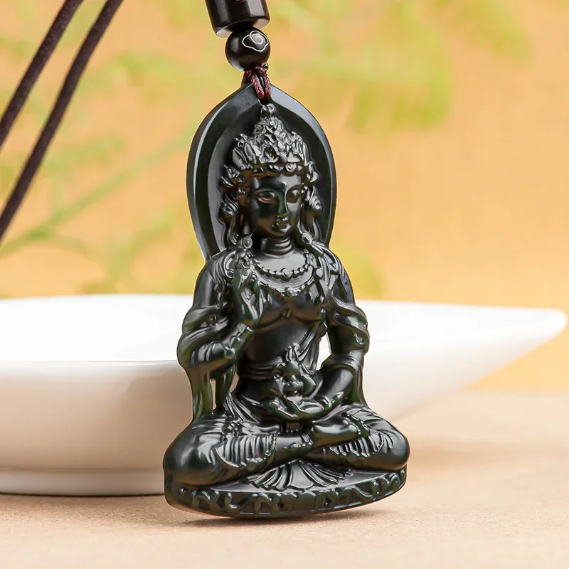 Natural Old Materials Hetian Black Jade Tara Guanyin Bodhisattva Pendant Jewelry Men's And Women's Charms Jewelry Drop Ship