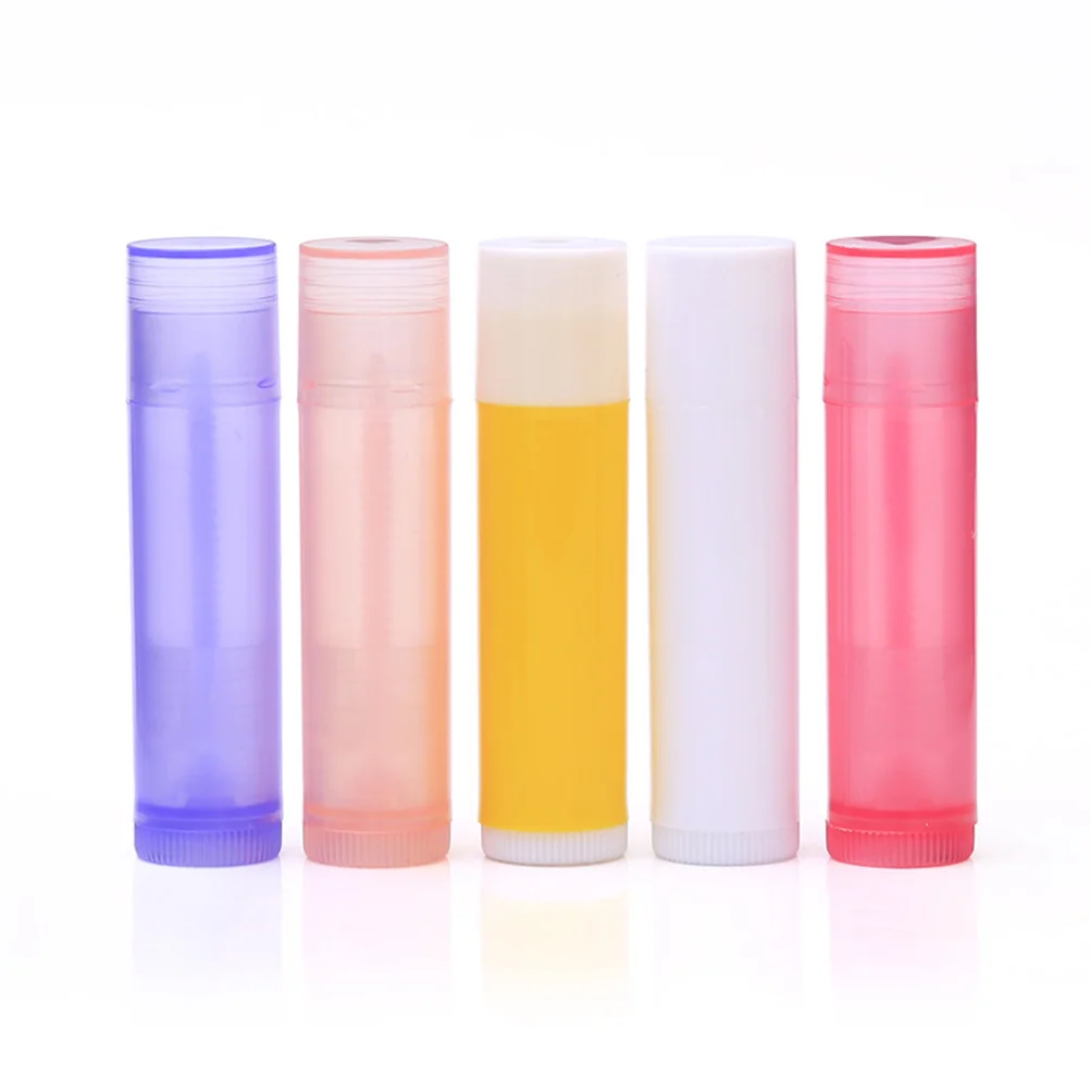 

56pcs Empty Lip Balm Tubes 5G Plastic Containers For Diy Lipstick Gloss Storage Refillable Caps Transparent Rose Red Pink Purple