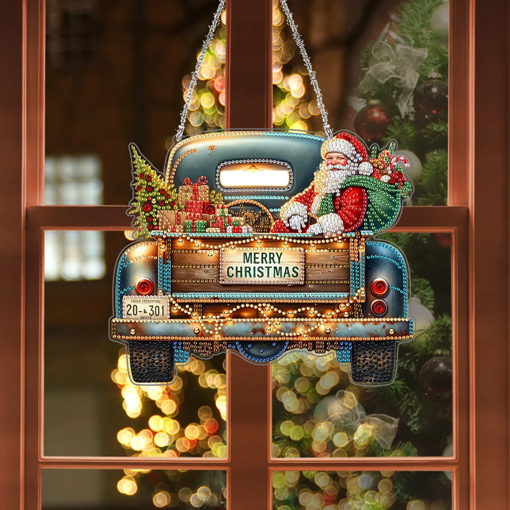 

2D Flat Car DIY Acrylic Rhinestone Diamond Art Window Pendants Door Decoration