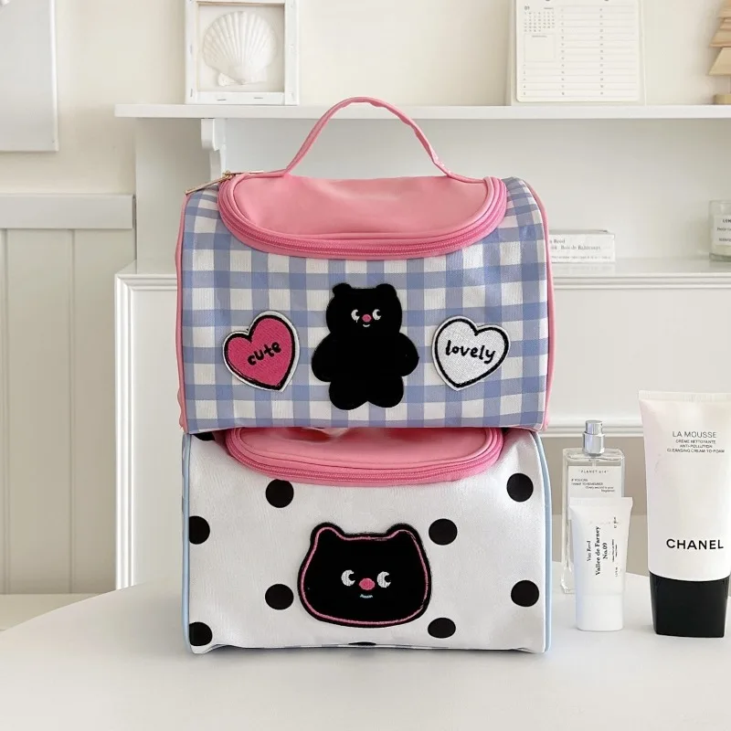 Girl Cute Cartoon Handheld Makeup Bag Girl Portable Large Capacity Cosmetic Storage and Washing Bag