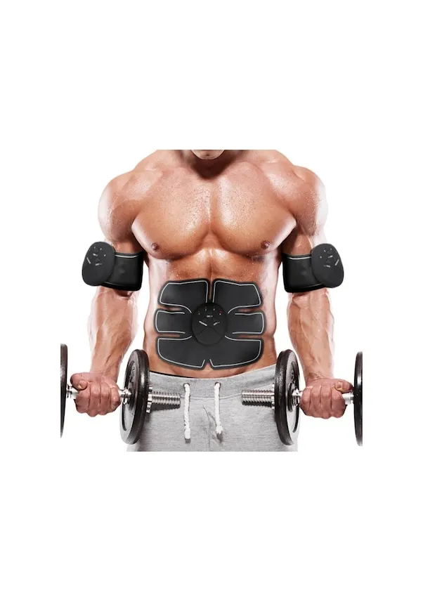 Charging three-piece EMS abdominal muscle sticker, 1x abdominal muscle sticker, 2x arm stickers, 3x remote controls, 1x