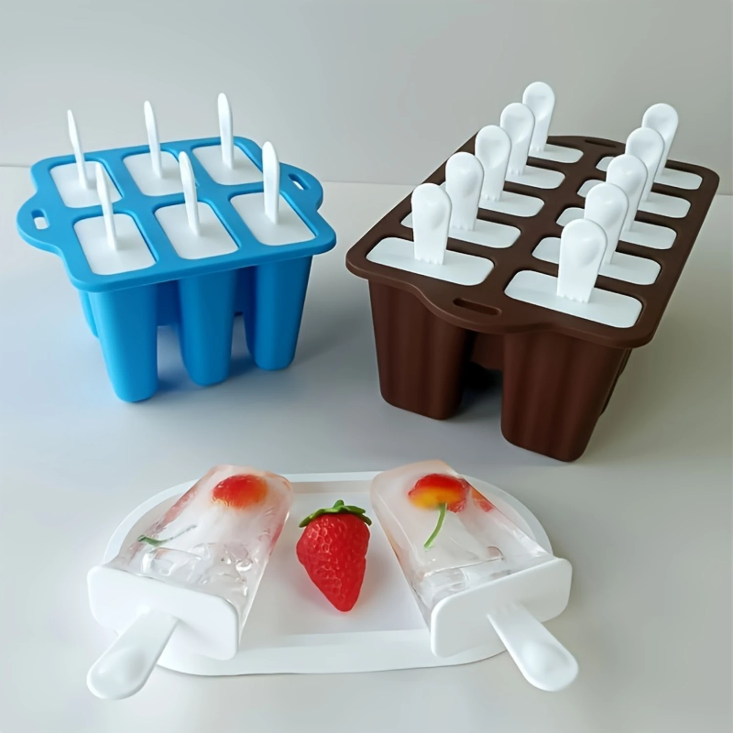 Easy-Release Silicone Popsicle Maker Set With Lids & Sticks - Bpa Free, 10 & 6 Cavity Ice  Molds For Homemade Treats