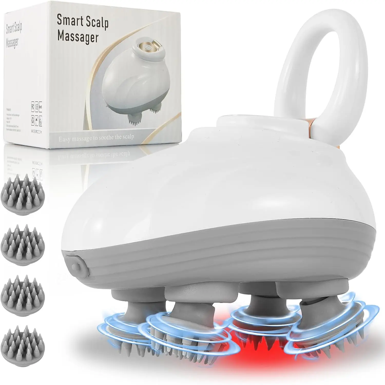Electric Scalp Massager Rechargeable Hair Massager with 3 Modes & 4 Massage Claws, Deep Cleansing Head Scratcher Stress Relief