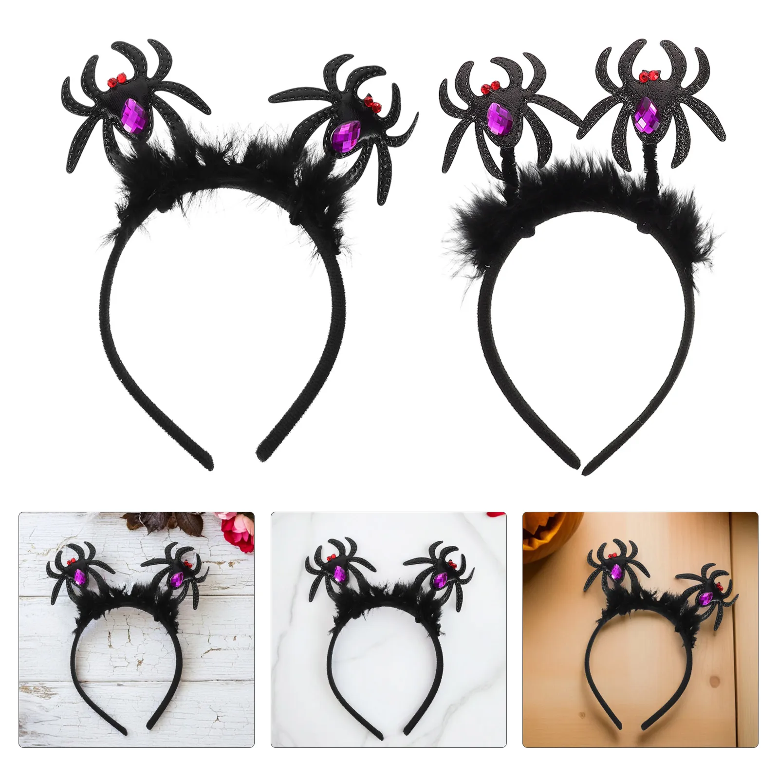 

4pcs Halloween Spider Headband For Girls Lightweight Costume Party Accessories Horns Hair Hoop Festival Cosplay Hairpiece