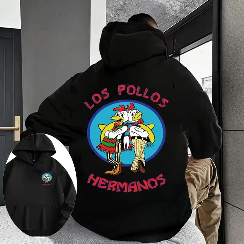 كسر سيئة هوديي لوس بولوس هيرمانوس الدجاج براذرز الخريف والشتاء مطبوعة القطن الخالص المألوف الهيب هوب فضفاض هوديي #1
