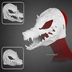 Halloween Party Mask Anime Dog Skeleton Masks Bone Skull Animals Mask Cosplay Furry Gloves Costume Props 3d Printed