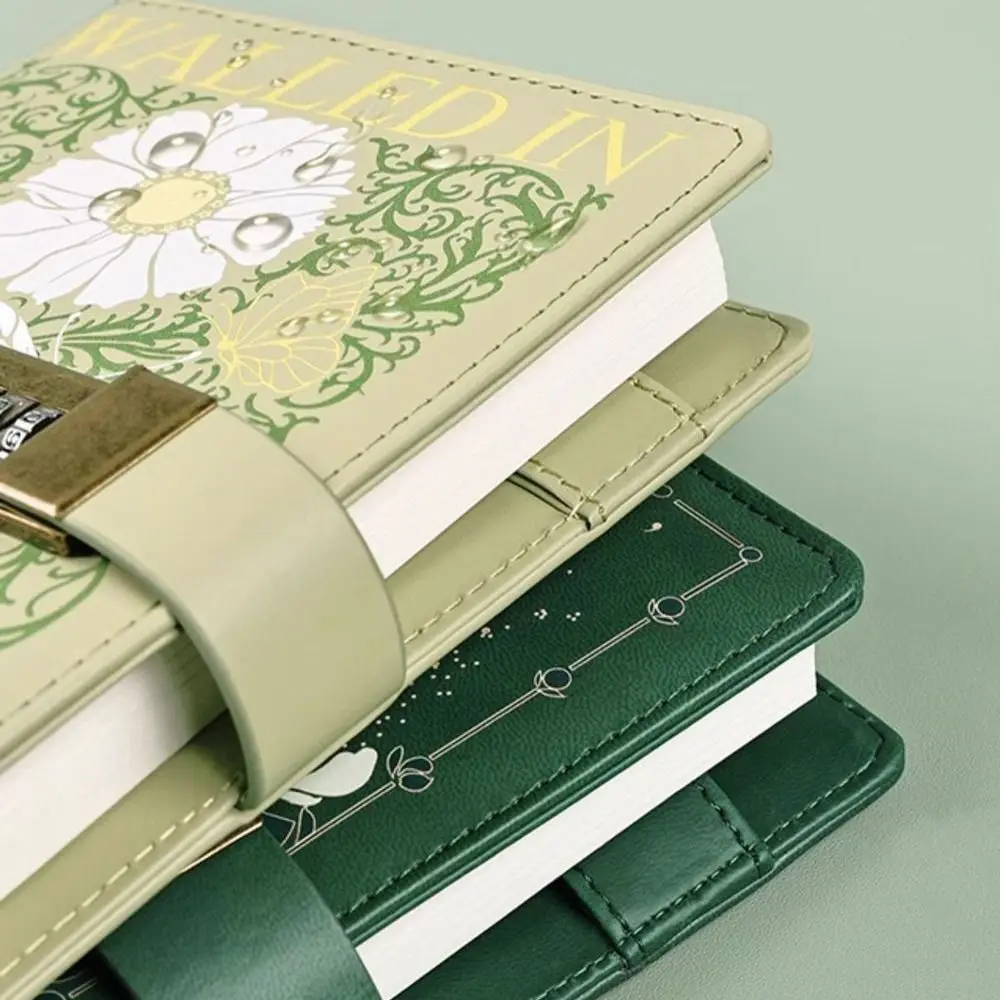 Fashion 224 Pages B6 Notebook Thickened Printed Pattern Password Book with Lock Protecting Secrets PU Leather Diary Book Gifts