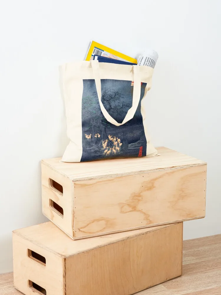 Foxes at Night Shrine Vintage Ukiyo-e Japanese Art Tote Bag Canvas bag for women bags woman 2025 tote bag men Handbags