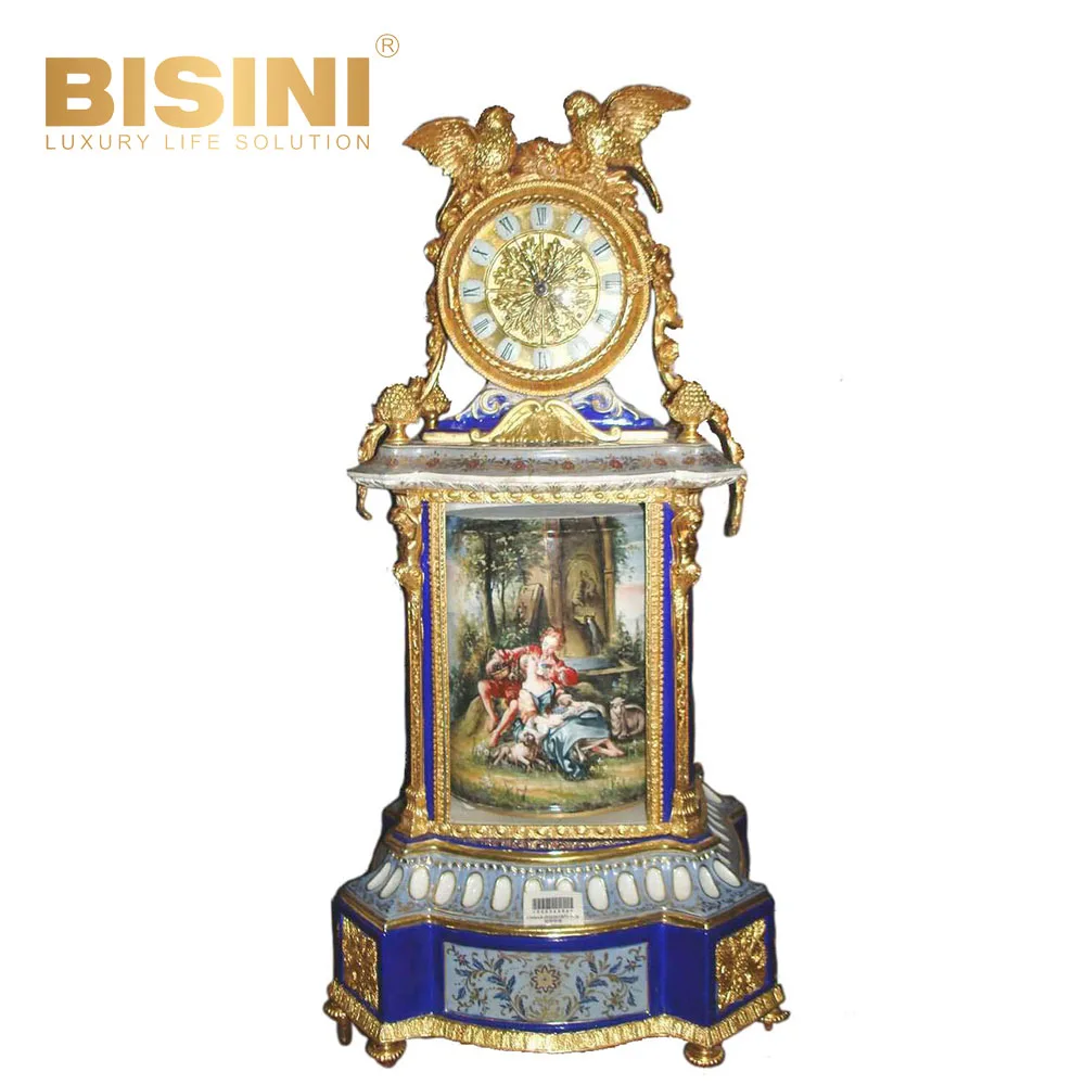 Light Luxury Exquisite Home Use Pattern Clock High-end Villa French Ceramic Decoration Retro Tabletop Clock