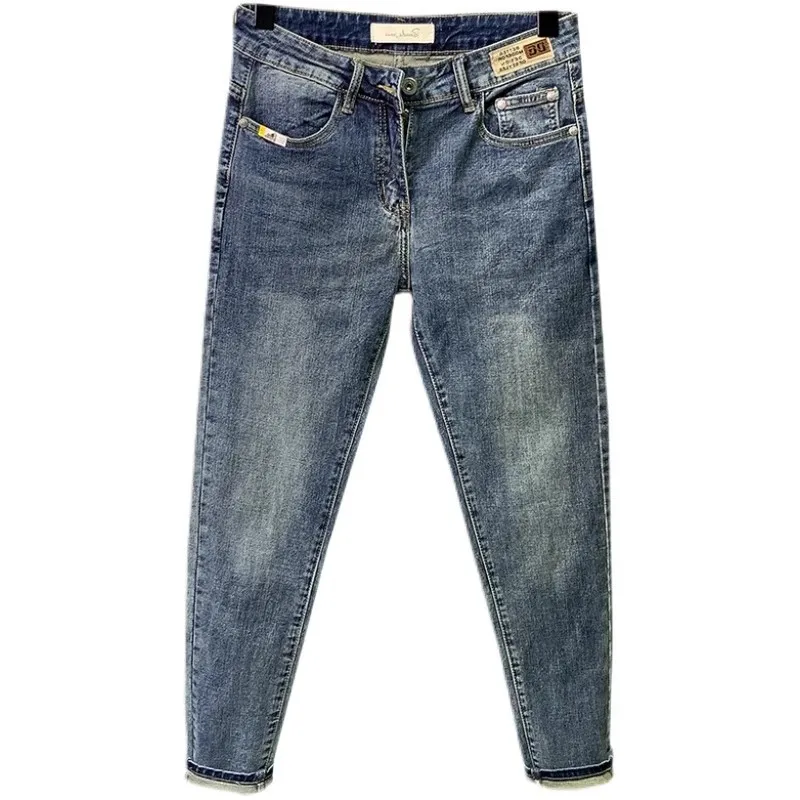 

Jeans For Men Retro Korean Style High-End Slim Fit Leg Pants Blue Straight Leg Jeans Casual Pants Tapered Jeans