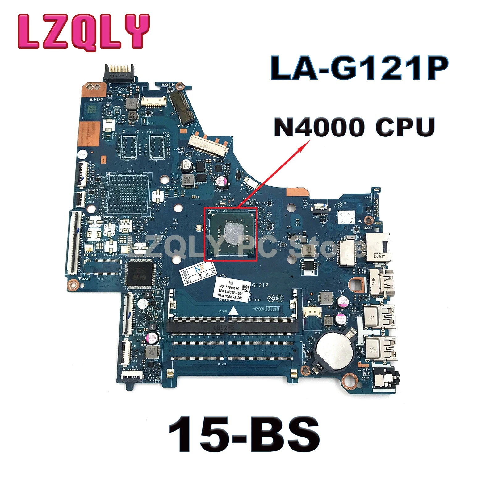 

For HP 15-BS Notebook Mainboard LA-G121P L19050-601 L24004-601 L19049-601 L19050-601 N4000 N5000 Laptop Motherboard Full Tested