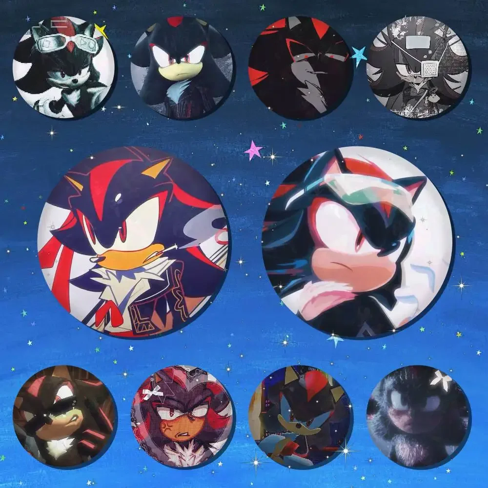 A-Shadow The Hedgehog Anime 75x75 25x25 Mm Cartoon Round Brooches On Backpack Shirt Accessories Jewelry Badge Gift For Friends