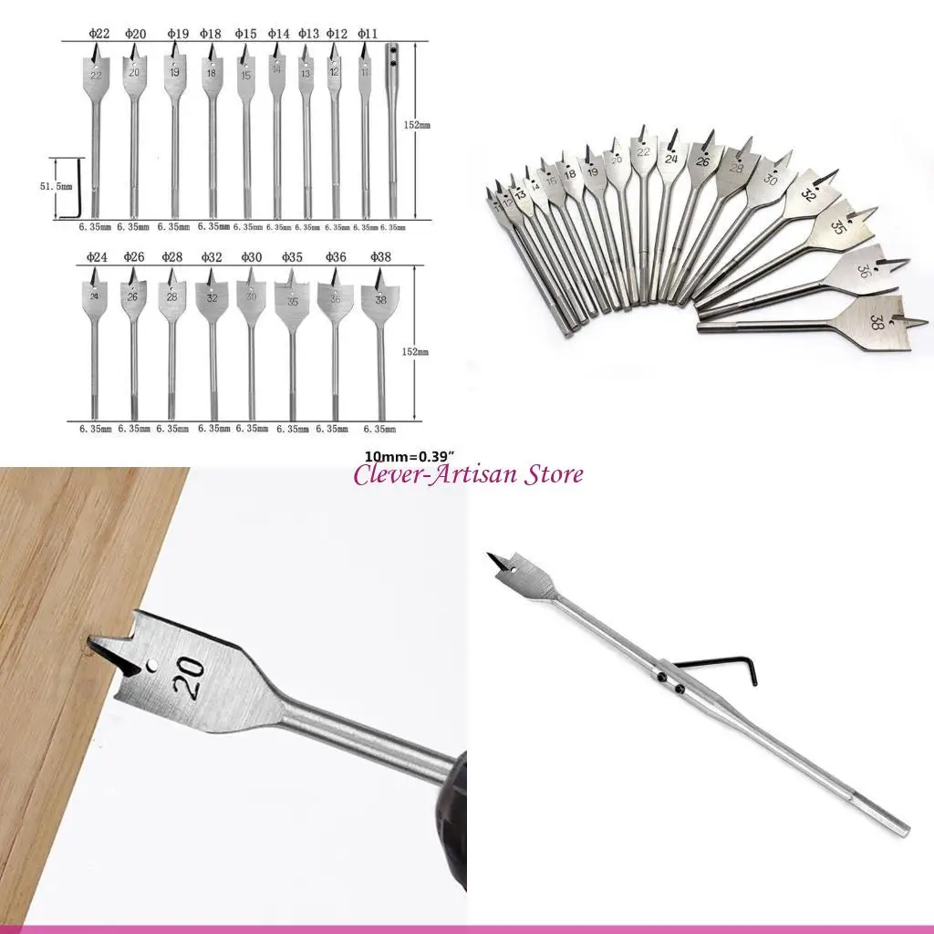 

E06B Прочные наборы инструментов для деревообработки, плоское сверло, длинные плоские сверла из высокоуглеродистой стали по мм