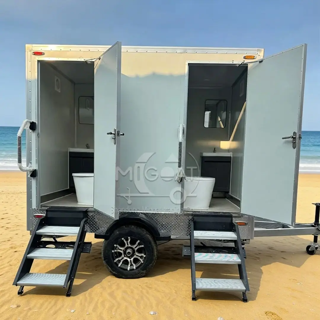 Portable Restroom Trailer with Toilet And Sink for Construction Sites And Weddings