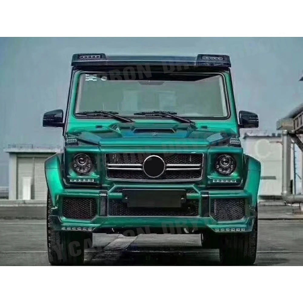 سبويلر سقف السيارة من ألياف الكربون B مع أضواء LED لسيارة Mercedes Benz G Class W463 G500 G55 G65 Wagon 2015+ #6