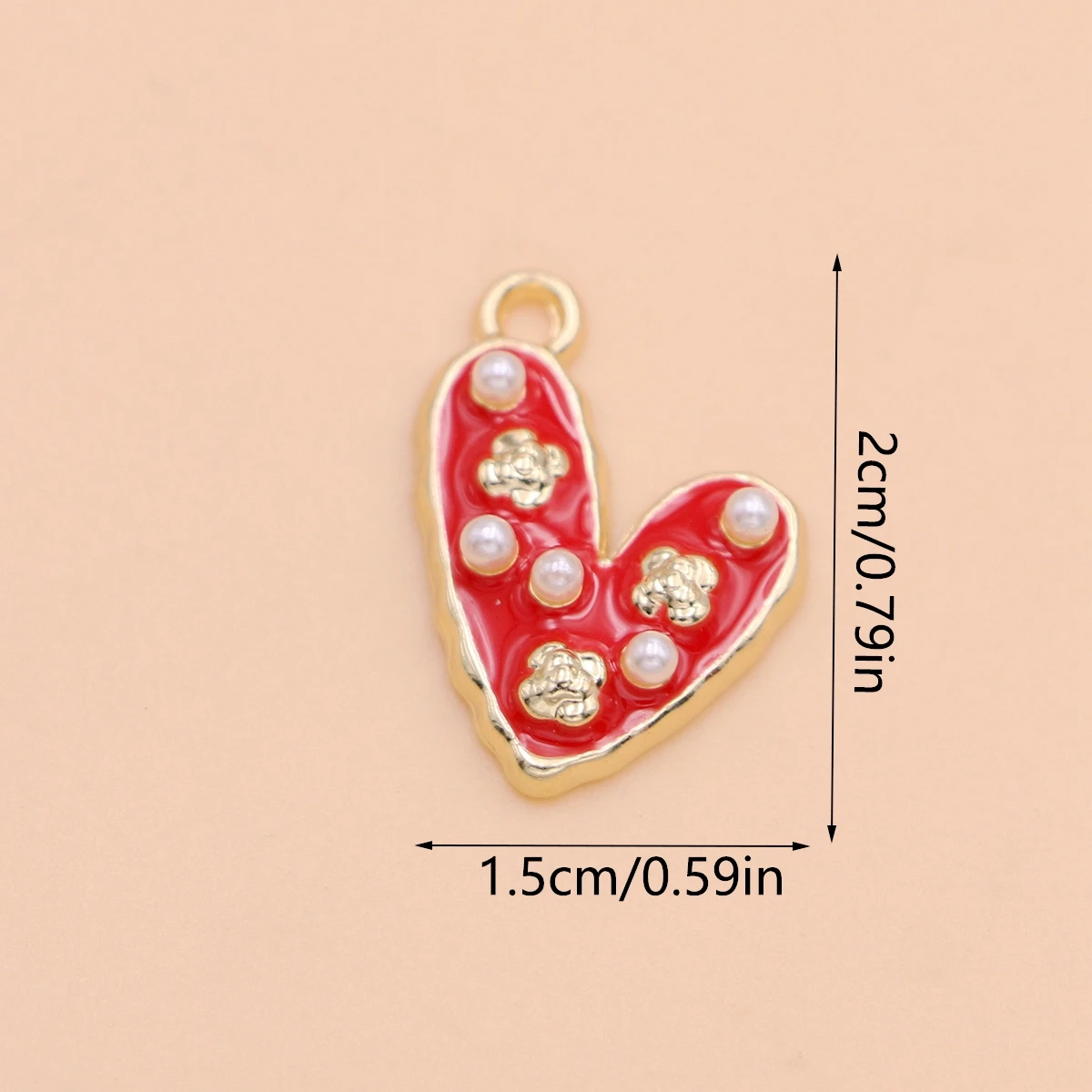 6Pcs Gold Plated Crystal Enamel Heart Charm Pendant for Jewelry Making Earrings Necklace DIY