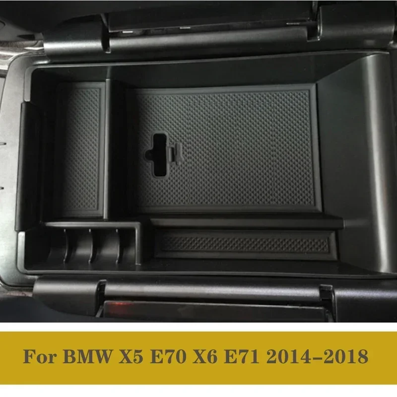 For BMW X5 E70 X6 E71 2014 - 2018 Car Armrest Storage Box Central Console Storage Box Container Tray Interior Accessories