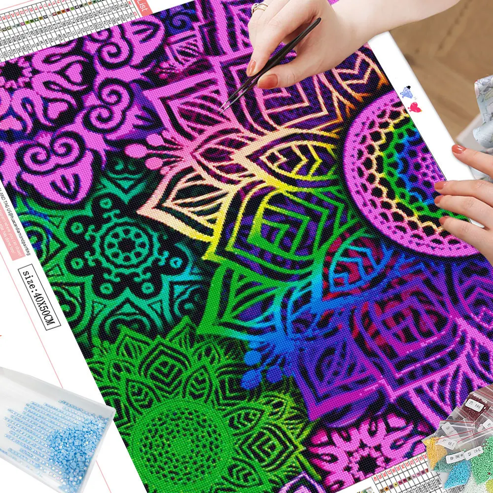 HUACAN AB Diamant Malerei Blume 5D DIY Mosaik Bunte Mandala Stickerei Kit Kreative Hobbys Wohnkultur Geschenk