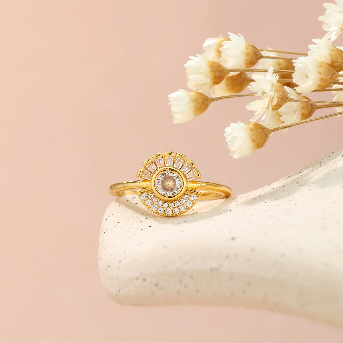 Todorova Unique Sun Cluster Bezel Engagement Ring Promise Gift Jewelry for Her