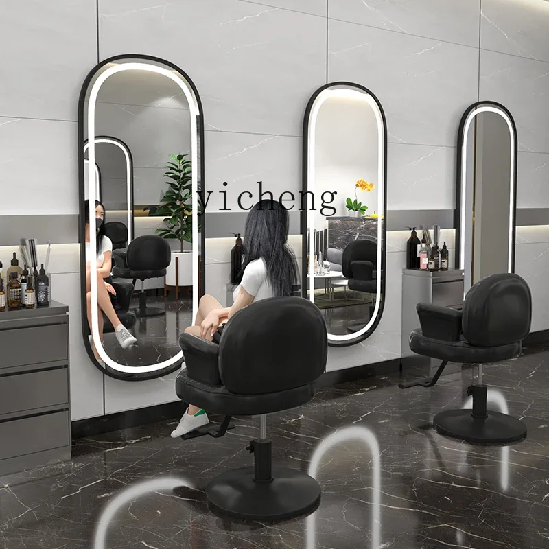 

ZWS. Simple haircut hairdresser mirror table Internet celebrity mirror with light hanging wall single and double sided