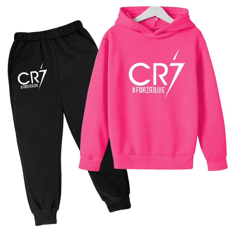 Children\'s Clothing Coat CR7 Brand Casual Competition Sportswear Boys Girls Letter Printed Hoodie/trousers 2P Sports Jogging Set