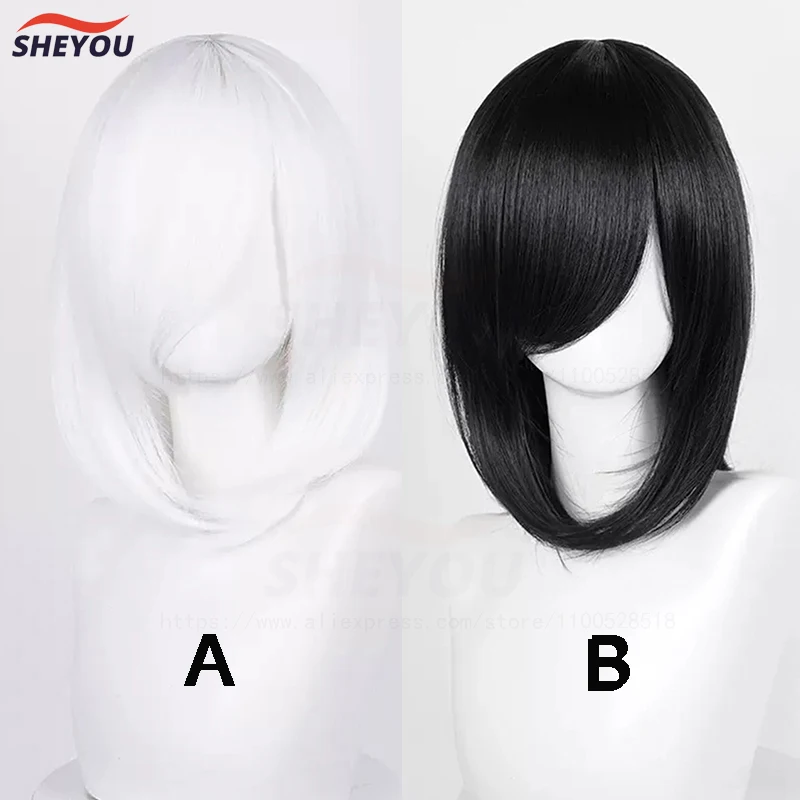 Anime 40cm Medium Basic Bang Cosplay Wig Blond Black White Red Pink Green Brown Gold Blue Heat Resistant Synthetic Hair Wigs