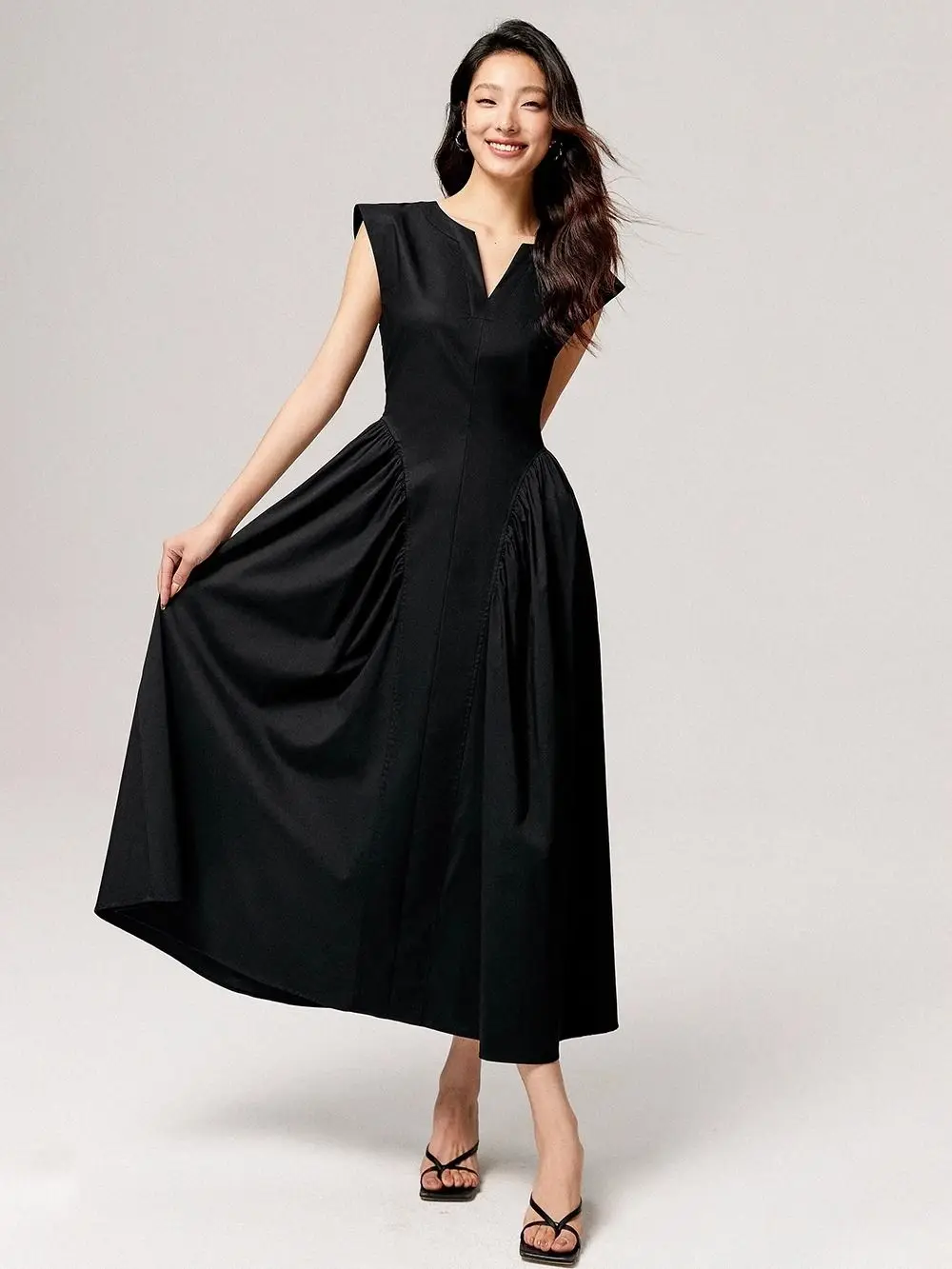 

Летнее Новое Женское платье свободного кроя, повседневное приталенное платье-трапеция с высокой талией