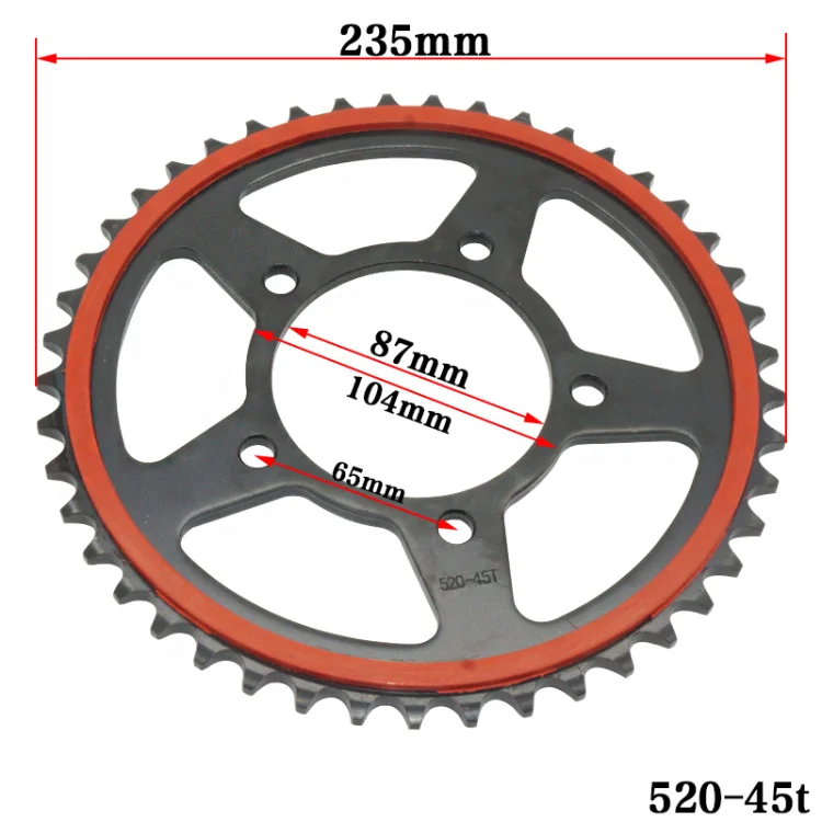 Silent Wear-resistant 520-45T Sprocket Gear Drive Sprocket for GW250 DL250 GSX250R