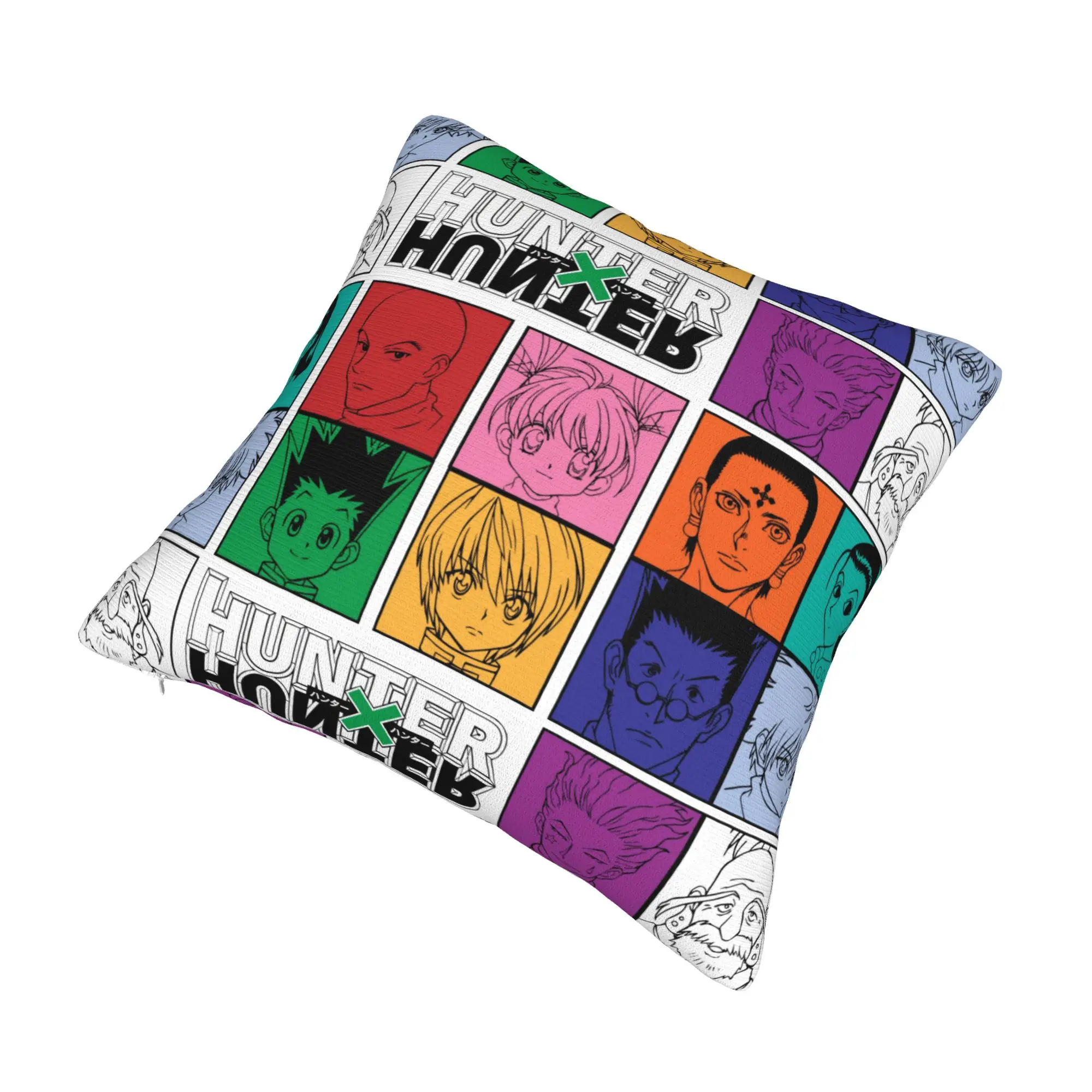 Hunter x Hunter Cushion Cover 45x45cm Velvet Hisoka Morow T Shirt Hxh Killua Zoldyck for Sofa Car Square Pillowcase