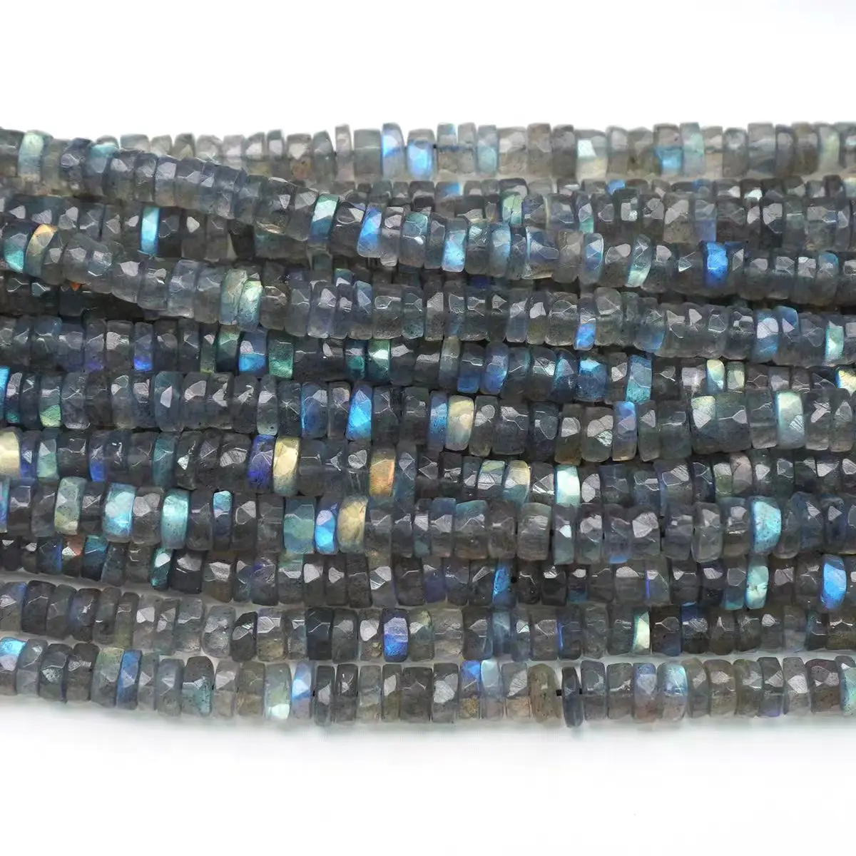 6A Labradorite Faceted Roundelle 4-5mm Blue rainbow 38CM for DIY Jewelry Making FPPJ Wholesale Loose Beads Nature