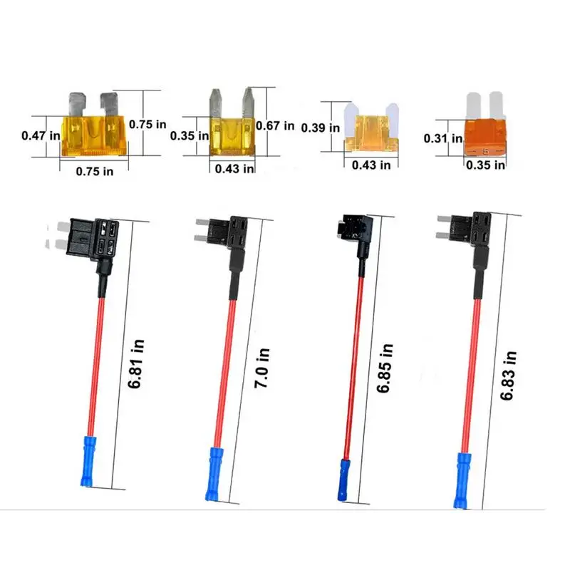 24pcs 4 types of 12V additional circuit adapters and fuse kits - tap car fuse holder with MICRO2 Mini ATC ATS thin tap adapter