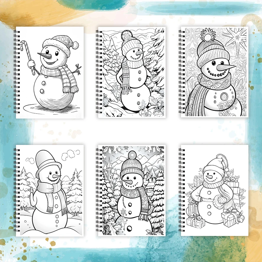 Happy Snowman Adult Coloring Book - 8.3x 11.2 Inch 32 Page Coloring Book - Helps Reduce Stress and Ease Emotions