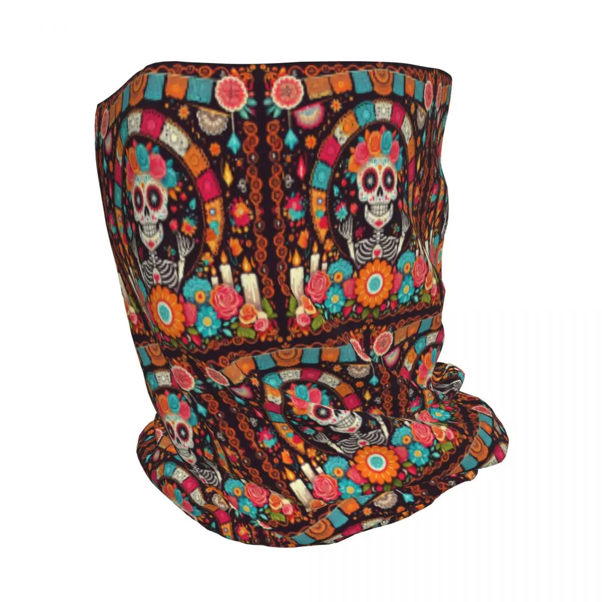 Mexican Skull Calavera Illustration Bandana Neck Cover Mask Scarf Multi-use Headwear Beanies Hat for Men Women Adult Washable