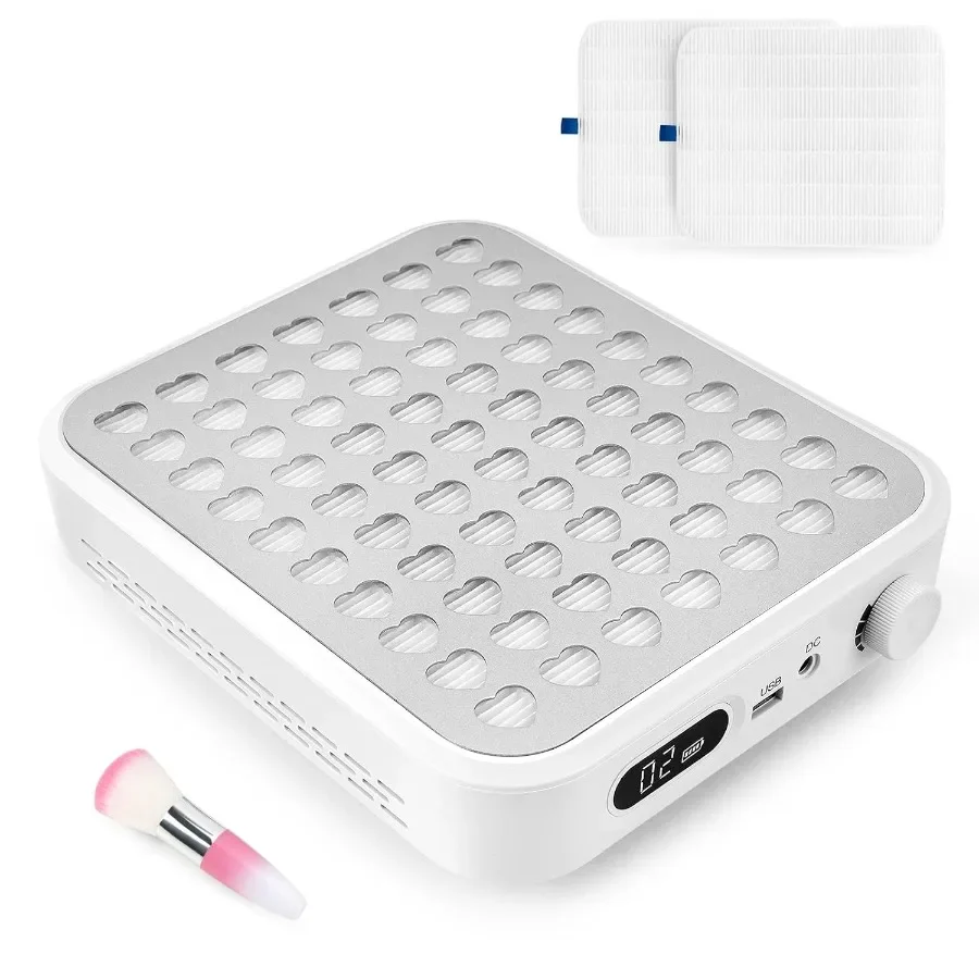 

Rechargeable Cordless Nail Dust Collector: Powerful Quiet Nail Fan Vacuum Dust Collector with 2 Filters 1 Brush Nail Vent Dust